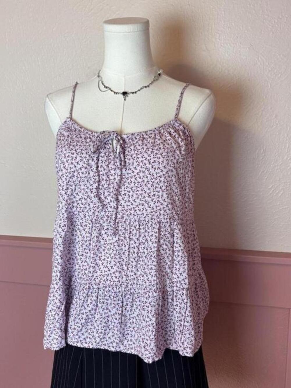 cute floral top old navy pink sz small boho cottage garden coquette summer